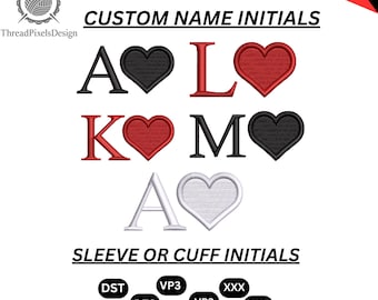 Custom Name Embroidery Initial Heart , Personalized Valentines , Embroidered Couples Outfit(Digital Files)
