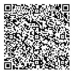 May include: A black and white QR code, a two-dimensional barcode, composed of numerous small squares arranged in a grid pattern. The code is designed to be scanned by a digital device to access information.