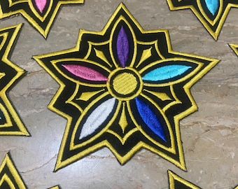 Golden Star Rumi Shoulder Patch Kpop Embroidery Iron On Sew On cosplay Fan Inspired