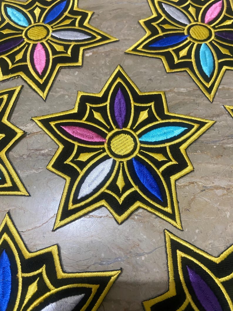 Pattern On Rumi Shoulder Golden Star Rumi Shoulder Patch Kpop Embroidery Iron on Sew on Cosplay ...
