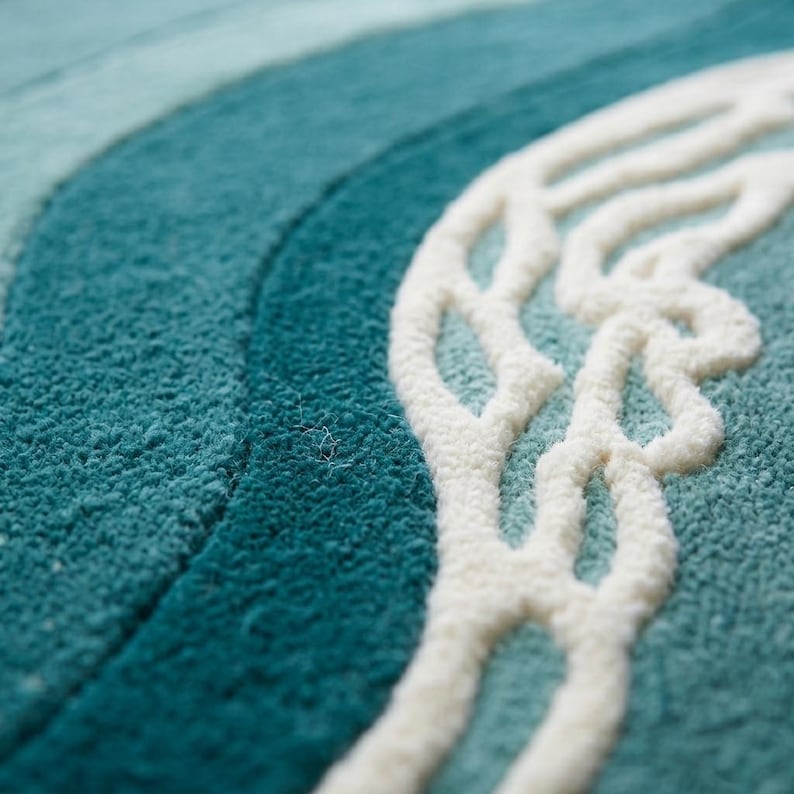 Hand-tufted Wool Ocean Wave Rug – Teal Blue Aqua Coastal Carpet - Etsy