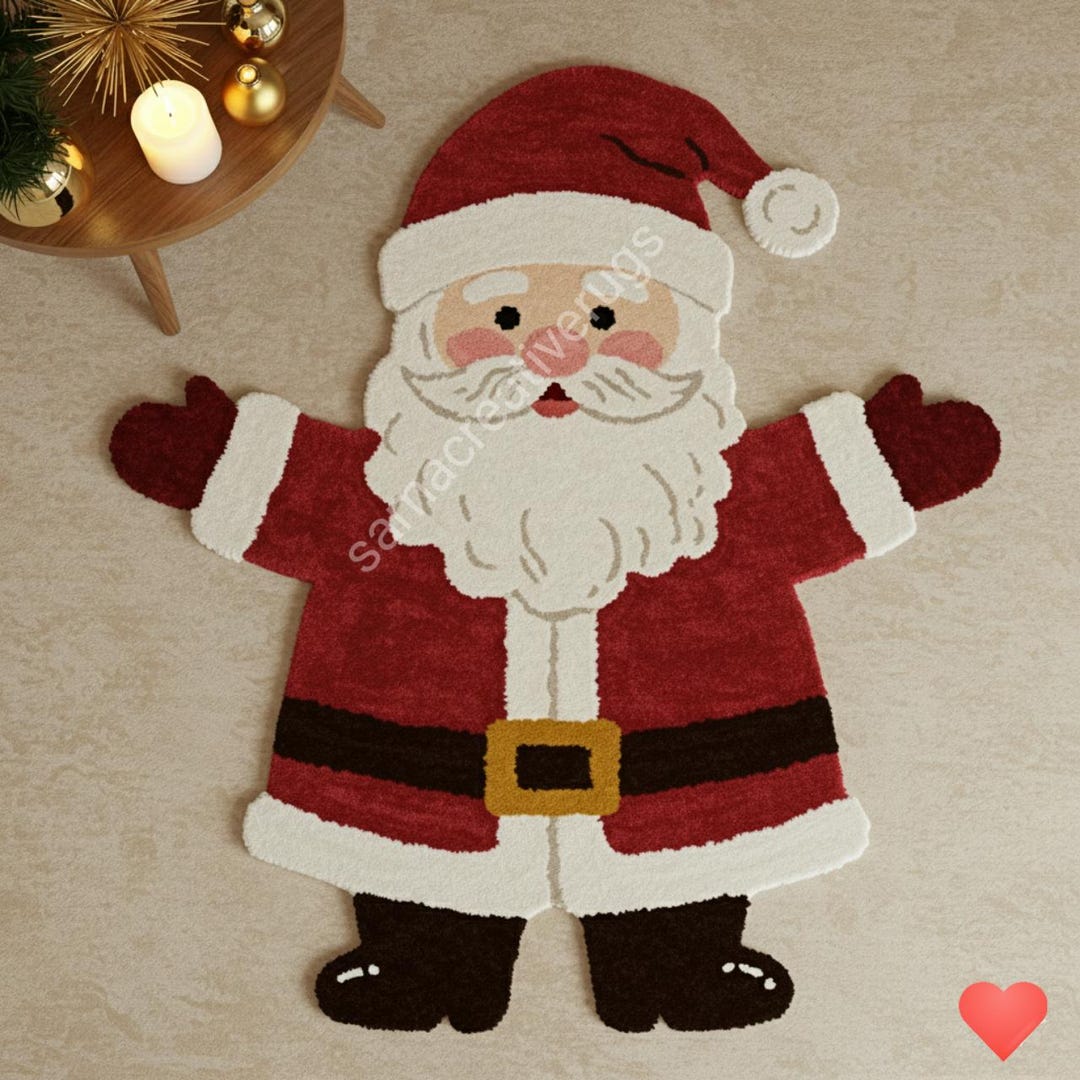 Hand-tufted Wool Santa Claus Rug: Christmas Nursery Decor - Etsy