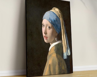 Girl with a Pearl Earring Canvas Print, Classic Portrait Wall Art, Elegant Home Decor