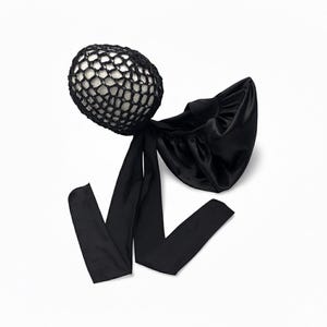 Adjustable Satin Tie Bonnet with Tubi Net – Nighttime Hair Protection