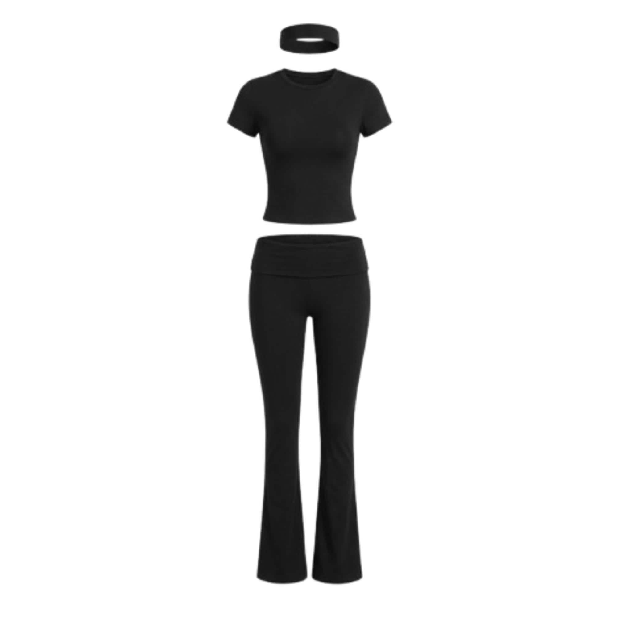 chinese dress ladies 2 Piece Stripped Gym set with Yoga Pants and Cropped Long Sleeve Top main image 0