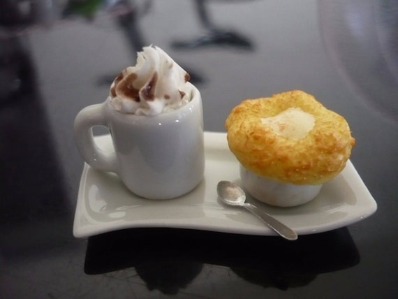 Souffle Bakery and Lemon Tea on Tray Dollhouse Miniatures Food Supply Deco-22