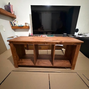 Solid Wood Bench with Deep Shelves – Large Handmade Bench for Entryway, Hallway or Bedroom Seating image 16