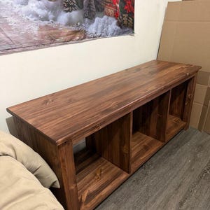 Solid Wood Bench with Deep Shelves – Large Handmade Bench for Entryway, Hallway or Bedroom Seating image 6
