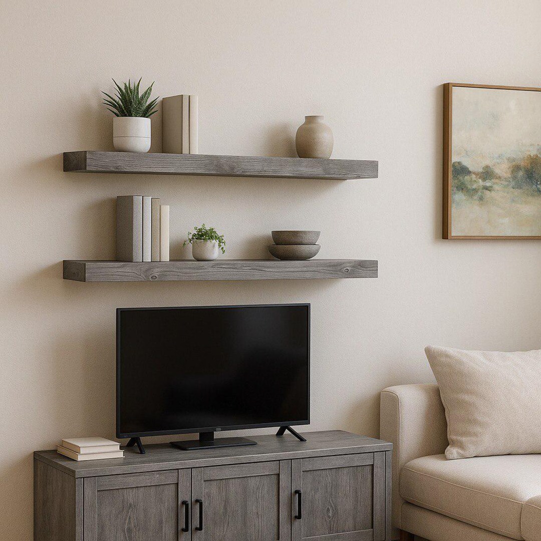 Handmade Rustic Wood Floating Shelf - Farmhouse Wall Mounted Storage - Etsy