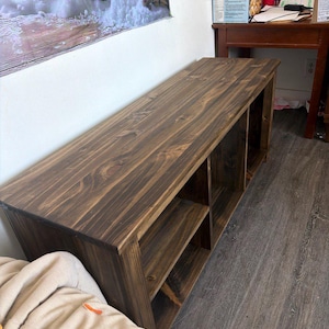 Solid Wood Bench with Deep Shelves – Large Handmade Bench for Entryway, Hallway or Bedroom Seating image 13