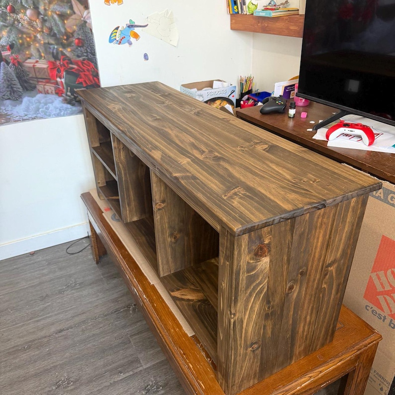 Solid Wood Bench with Deep Shelves – Large Handmade Bench for Entryway, Hallway or Bedroom Seating image 10