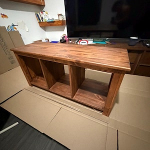 Solid Wood Bench with Deep Shelves – Large Handmade Bench for Entryway, Hallway or Bedroom Seating image 17