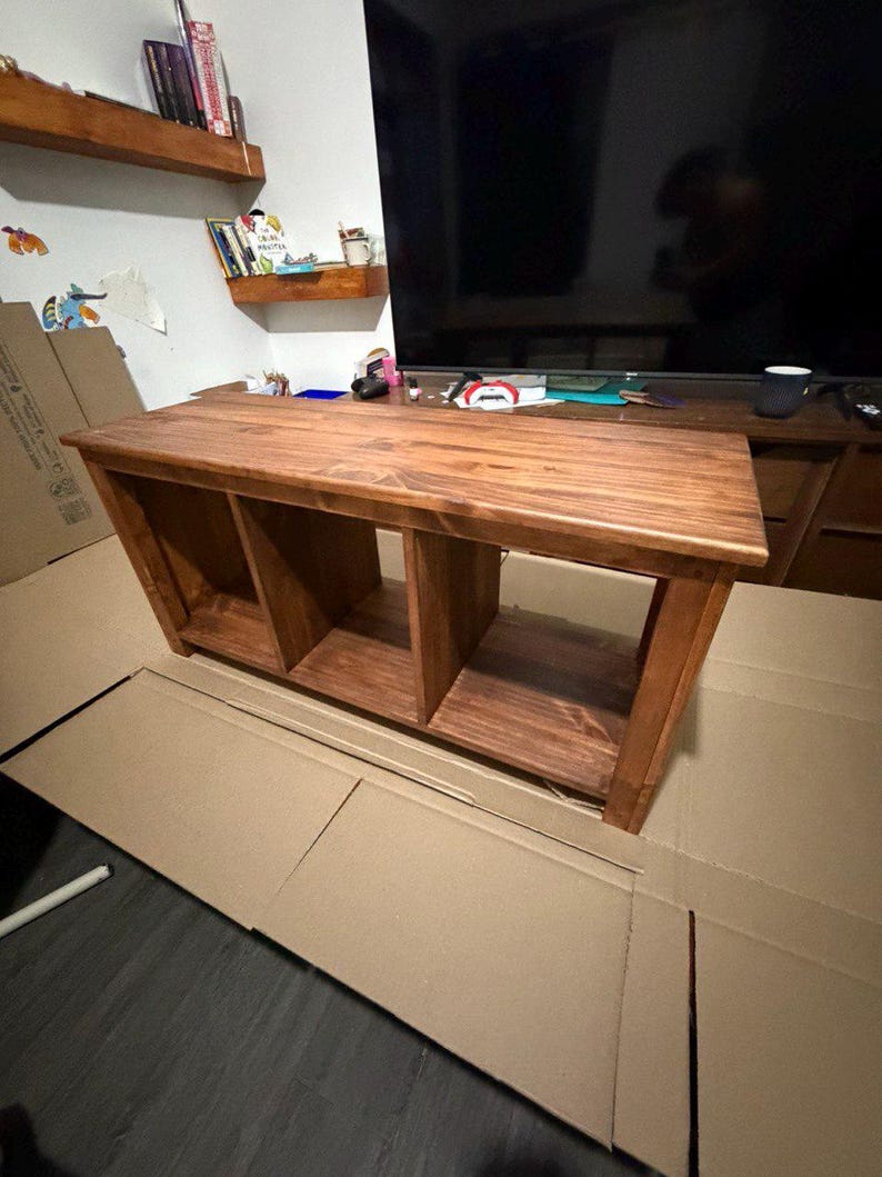 Solid Wood Bench with Deep Shelves – Large Handmade Bench for Entryway, Hallway or Bedroom Seating image 17