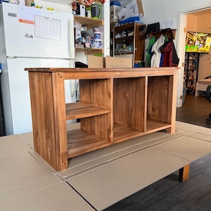 Solid Wood Bench with Deep Shelves – Large Handmade Bench for Entryway, Hallway or Bedroom Seating image 8