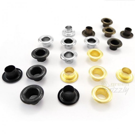 10mm or 12mm steel eyelets with washers in silver black antique brass gold