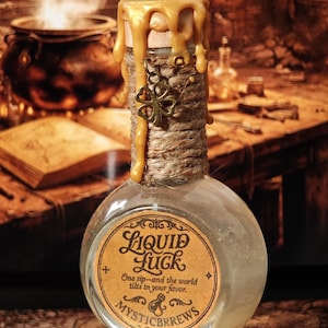 Liquid Luck | Fantasy Dekoration Magische Flasche | Zauberflasche |Zaubertrank | Flüssiges Glück | Elixier Flasche | Magischer Trank | DnD