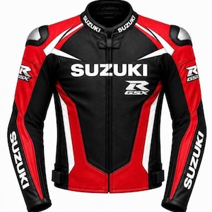 Suzuki svart & röd jacka GSXR motorcykel motorcykel läderjacka bikers racing sport körjackor