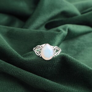 Milky Opal Gemstone 925 Sterling Silver Ring – Handmade, Natural Opal, All Sizes, Valentine's Day Gift, Cocktail Style