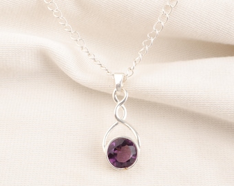 Paarse amethist 925 sterlingzilveren gefacetteerde edelsteenhanger Handgemaakte edelsteensieraden