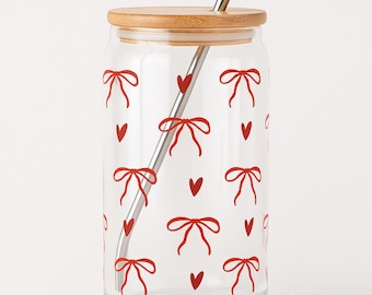 Valentine Coquette Bow 16 Unzen Libbey Glasdosenverpackung (PNG)