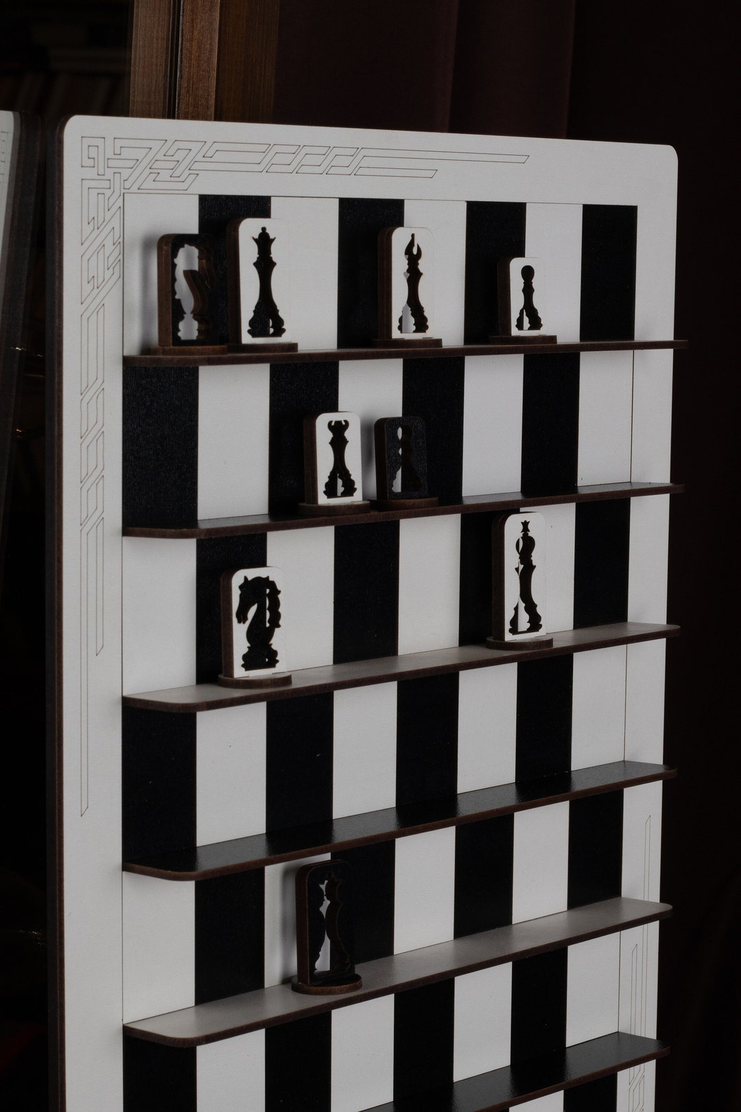 Vertical Chess Set, Wooden Chessboard Wall Hanging, Personalized Chess