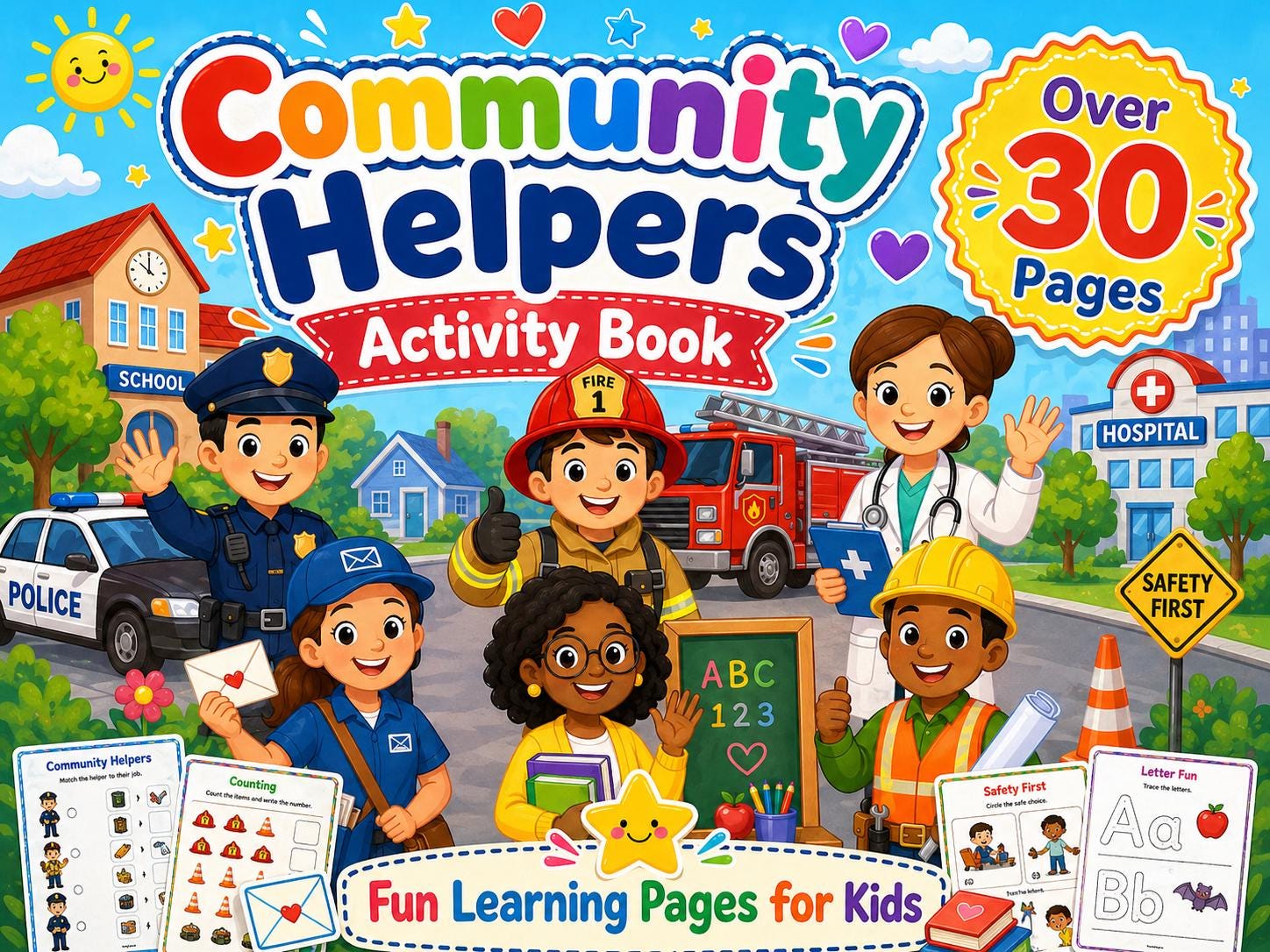 Community Helpers Activity Book Printable, Preschool Worksheets, Prek ...