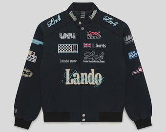 NASCAR Vintage LANDO NORRIS Fully Embroidery Jacket with free (Gift Balaclava)