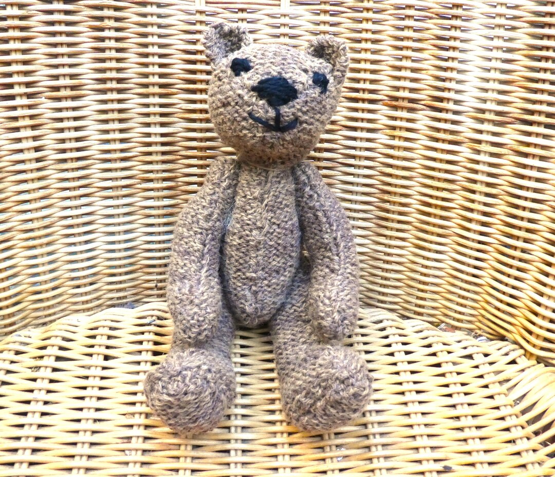 8" Teddy Bear, Handmade Brown and Tan Marl Effect Bear, Hand Knitted in ...