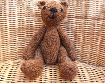 Handknitted 8" Teddy Bear, Handmade Ginger Bear, Vintage Style Traditional Bear, Gorgeous Little  Bear Knitted in 100% Wool., Perfect Gift