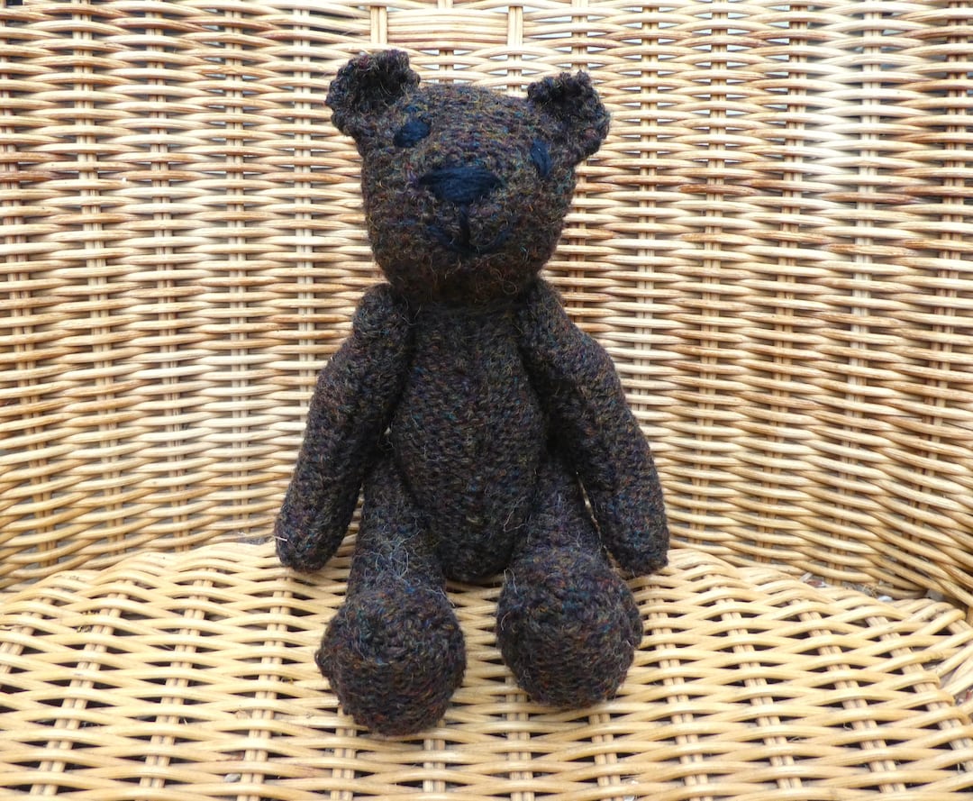 Dark Brown 8" Teddy Bear, Handmade Vintage Style, Hand Knitted With 100 ...