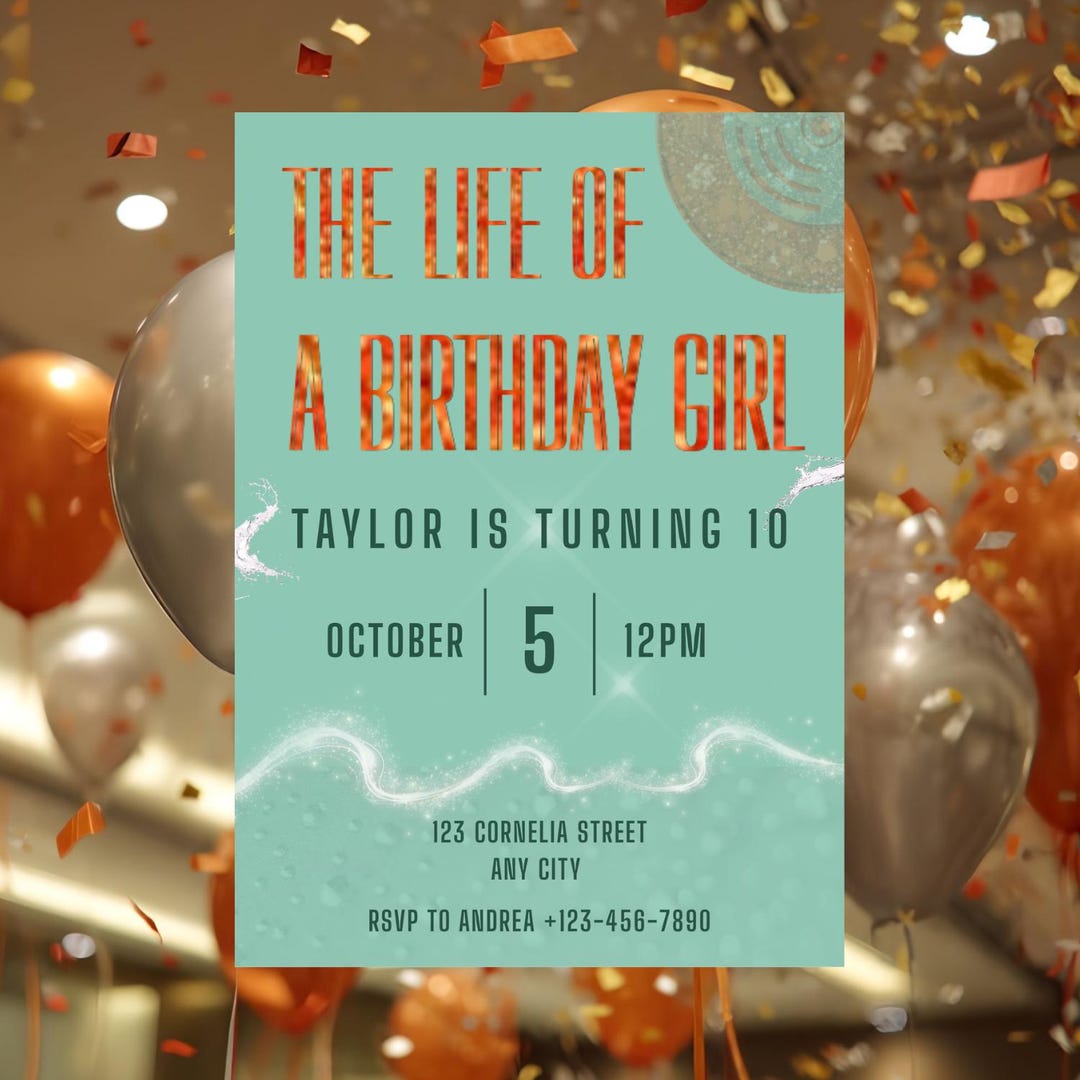 The Life of a Birthday Girl Banner - Showgirl Bday Decor, Showgirl Theme Birthday Party Decorations Orange Glitter 1