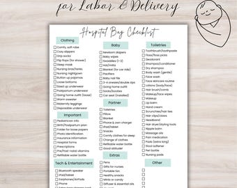 Printable Hospital Bag Checklist for Labor and Delivery (Instant PDF Download) | New Mom Planner