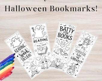 Printable Coloring Halloween Bookmarks: Kids DIY Activity (PDF)