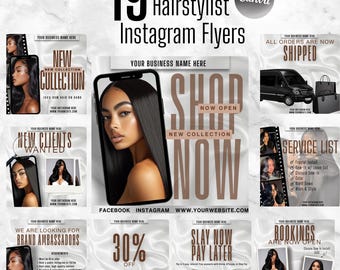 Minimal Hair Stylist Instagram Templates | Sleek Editable Canva Posts for Social Media