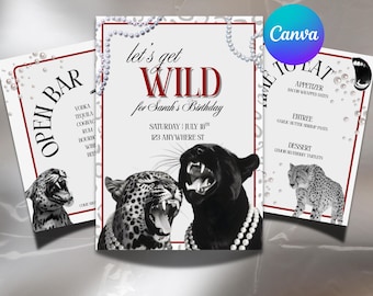 Leopard Print Birthday Invitation Template: Editable Canva Design (Digital Download)