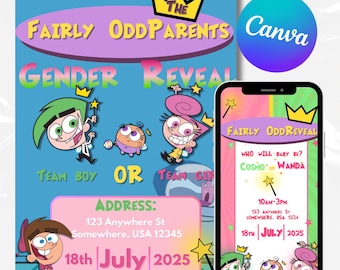 Fairly Odd Parents Gender Reveal Invitation Template
