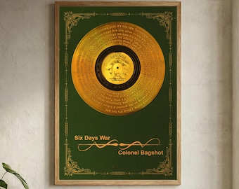 Custom Golden Record Song Lyrics Print, Retro Music Poster