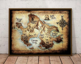 Peter Pan Map, Neverland Map Print, Peter Pan Nursery Art, Disney Nursery, Baby Shower or Birthday Gift