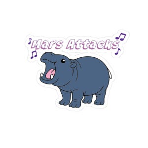 Mars Baby Hippo Stickers, TikTok Viral Pygmy Hippo Stickers, Mars Attacks - Baby Hippo Decals - The Mars Project