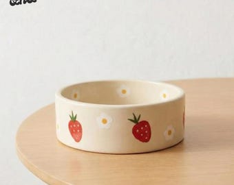 Ceramiczna miska na przekąski truskawkowe | Uroczy nadruk owoców | Można używać w kuchence mikrofalowej i zmywarce | 5-calowa miska na przekąski śniadaniowe