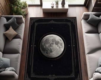 Tapete Redondo com Fases da Lua – Tapete Astronômico com Impressão Digital, Área da Lua Antiderrapante, Decoração Circular Lavável à Máquina, Presente Personalizado com Tema da Lua para Ele