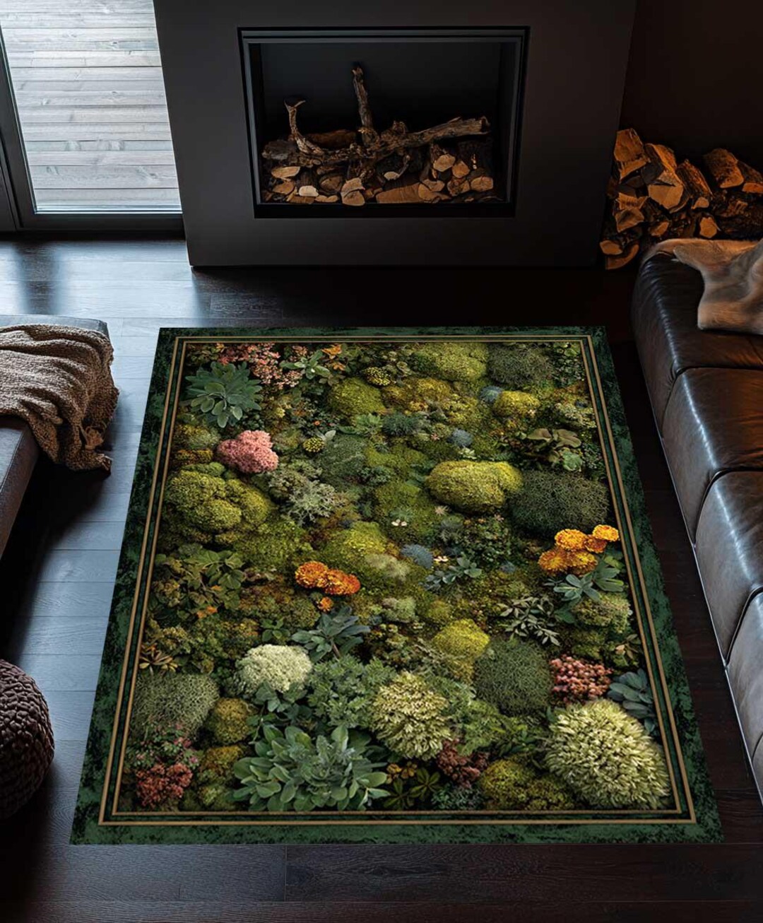 Plant Rug Cottagecore Botanical Carpet, Green Plant Rug, Wildflower Area Rug ...