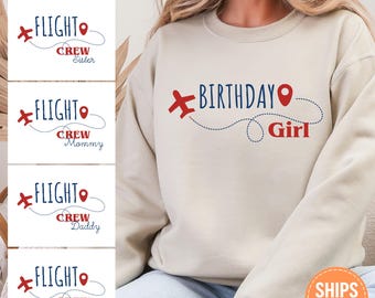Custom Airplane Sweatshirt, Flight Crew Family Hoodie, Aviation Party Crewneck, Pilot Theme Sweater, Travel Gift