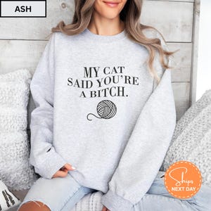 My Cat Said You're A Bitch Sweatshirt, Funny Sassy Feline Hoodie Rude Pet Humor Top