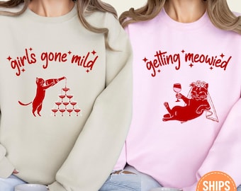 Funny Cat Bridal Party Sweatshirt, Getting Meowied Hoodie, Girls Gone Mild Crewneck, Feline Wedding Sweater, Cat Lover Bride Gift