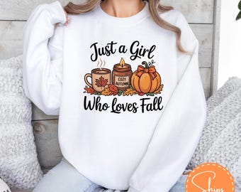 Just A Girl Who Loves Fall Sweatshirt, Football Mom Coffee Sweater, Autumn Crewneck