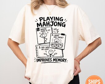 Funny Mahjong Shirt, Playing Mahjong Improves Memory Tee, Board Game Tshirt, Game Night Top