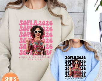 Custom Bride Photo Sweatshirt, Personalized Bachelorette Hoodie, Funny Bridal Party Crewneck, Retro Custom Face Sweater