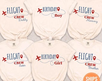 Custom Airplane Shirt, Flight Crew Family Tee, Aviation Party Tshirt, Pilot Theme Top, Matching Travel Apparel