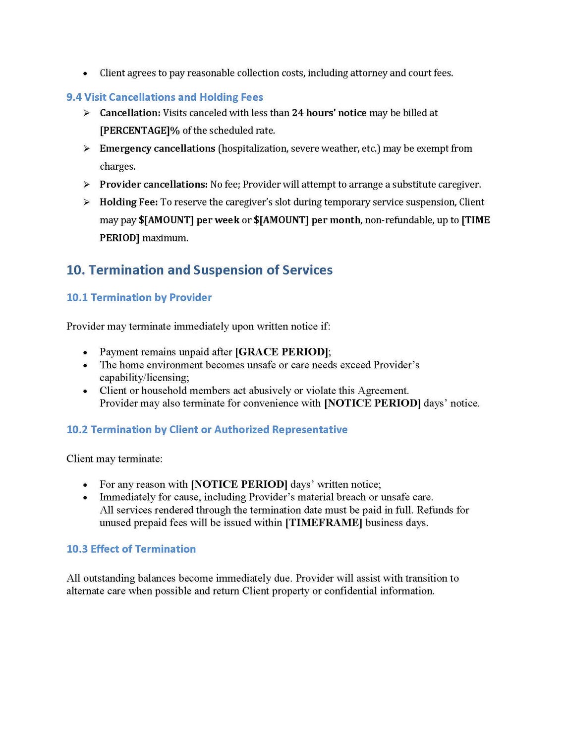Home Care Service Agreement Template US Legal Contract (editable) Etsy